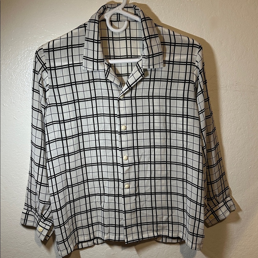 Black and White Plaid Button-Up Shirt